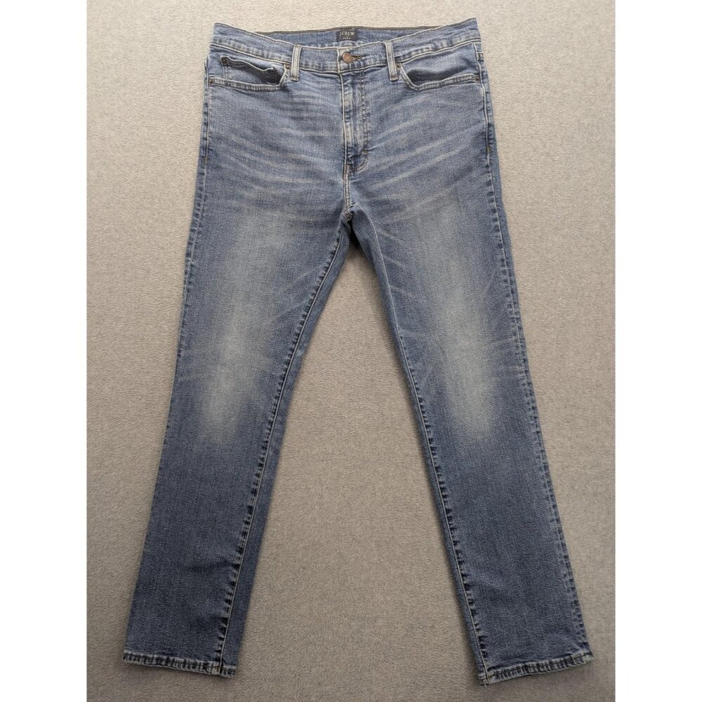 J.Crew Flex Straight Jeans Mens 34x32 Blue Medium Wash Mid Rise Stretch Denim